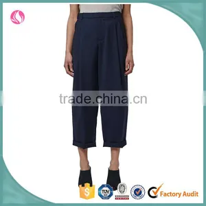 Latest Fashion Wide Leg Pant Women Ladies Casual Loose Cropped Coat Pant thumbnail-1