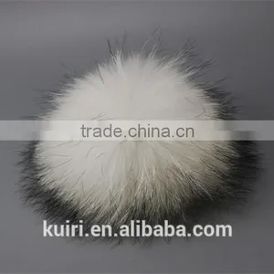 DIY 15cm Raccoon Fur Pompoms Fur Balls for Knitted Hat Cap Beanies and Keychain and Scarves thumbnail-4