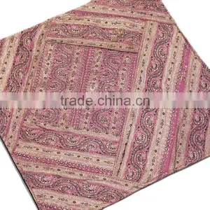 Decorative Vintage Couch Pillowcases Pink Varanasi Zari Indian Accent Cushions thumbnail-3