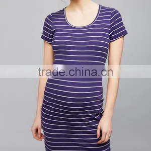 Striped Maternity Clothes Pregnant Women Dresses thumbnail-2