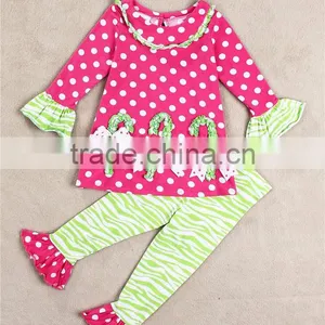 Wholesale New Arrival Christmas Baby Girls Ruffle Boutique Outfit thumbnail-1