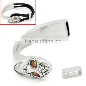 Half Bracelet Bangle Bar With Slider Halloween Skull Silver Tone Red & Clear Rhinestone 6cm x 1.5cm,2Sets thumbnail-1