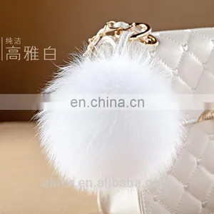 Factory Wholesale High Quality Fox Fur Pom Pom Keychain/fox Fur Pompon Keychain thumbnail-4