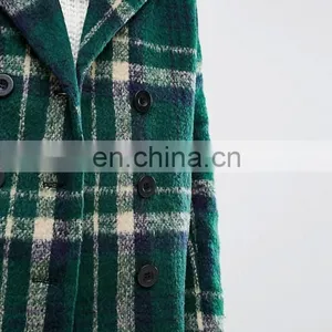 2017 New Design Hot Sale Woman's Oversized Check Coat thumbnail-4