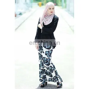 High Quality Women Muslim Dress Fashion Printed Design Elegant Baju Kurung Peplum thumbnail-5