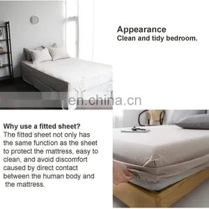 Fitted Sheet 35cm Deep Pocket-100% Pure Natural Linen Plain Mattress Protector Bed Sheet-(Linen,Super King 182x200cm) thumbnail-4