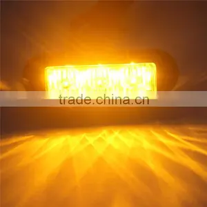 New 4W High Power 4 LED Waterproof Car Truck Emergency Strobe Flash Light Amber thumbnail-1