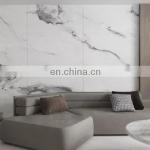 Designer Indian Big Slab Glossy White Carrara Large Porcelain Marble Slab Stone Tile Wall Anti Matt Piece thumbnail-2