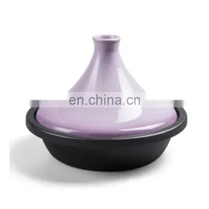 Moroccan Style Tajine Pot Matte Enameled Cast Iron Pot Cone-Shaped Ceramic Lid Tajine Pot thumbnail-5