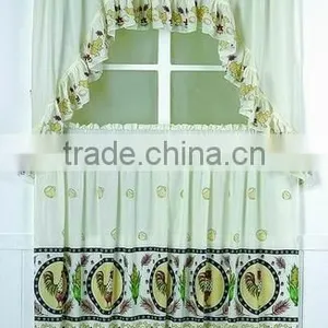 1PC MICROFIBER PRINTED KITCHEN CURTAIN WITH ATTACHED VALANCE thumbnail-1