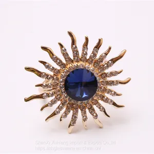 Sparkling Blue Artificial Crystal Diamond Sun Flower Rhinestones Napkin Rings Holders thumbnail-4