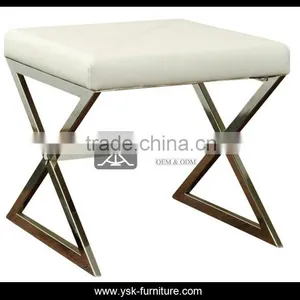 OT-104 Stainless Steel White Dresser Stool Ottoman thumbnail-1