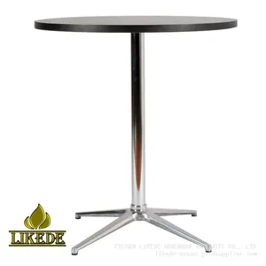 Morden Design Round Restaurant Dining Table Black With Metal Base for Cafe Use thumbnail-1