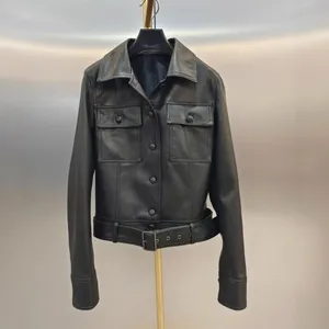 Women's Korean Sweet Cool Style Biker Jacket for Spring, Autumn, Winter, Minority Design Sense, Fashionable and Slimming Motorcycle Coat thumbnail-1