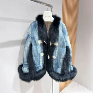 Korean Style Versatile Small Fragrance, High-end Feeling, Age Reducing and Western-style Design, Color Blocking Fox Fur Grass Jacket thumbnail-1