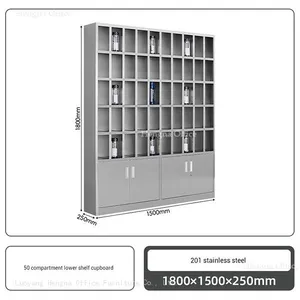 Locking Employee Locker/Mug Cubby Combo: 25-70 Cell Stainless Steel Storage Unit for Staff Breakrooms and Secure Personal Belongings thumbnail-1