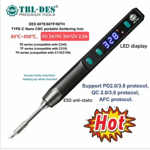 DES 68TE/68TF/68TH TYPE-C USB Protable Nano CNC High Precision ESD Safe Soldering Iron LED Display, Fast Heating, Auto Sleep, Auto Shut off thumbnail-1
