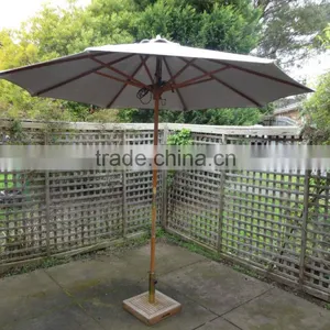 2.7m Wooden Outdoor Umbrella for Garden Patio Market Shade With Base thumbnail-1