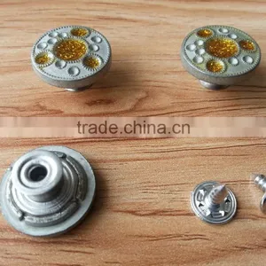 Silver Matt Color With Glitter Enamelled Metal Jeans Tack Button For Jeans / Jacket --- J1529 thumbnail-3