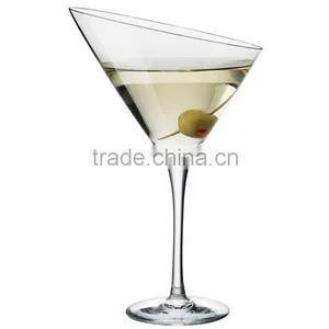 Slant Mouth Clear Transparent Crystal High Quality Martini Glass Customized Size Long Stem thumbnail-1