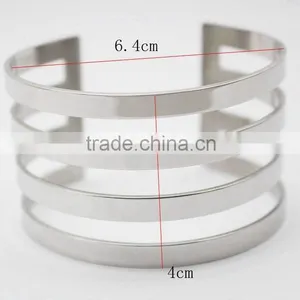 Fashion Hollow Out Stainless Steel Opening Cuff Bangle Bracelet thumbnail-4