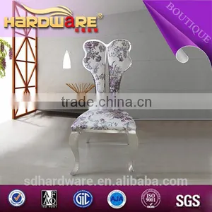 Flower Designs Fabric Painting With Stainless Steel Butterfly Shape Chair Frame thumbnail-1