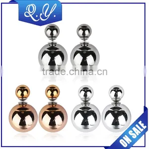 Multi Color for Choice Double Pearl Earrings Double Sided Stud Earrings thumbnail-1