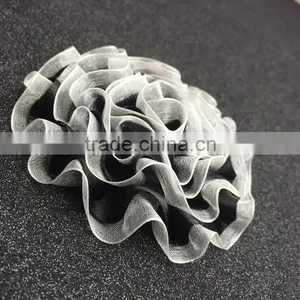 Hot Sale Mesh Fabric Craft Flower In Handmade Wholesale,Balck White Foldded Fabric Flower thumbnail-2