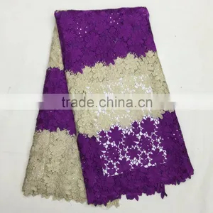 Pretty Chemical Lace Embroidery Fabric Rhinestoes Guipure Lace Fabric Guipure Lace for Wedding thumbnail-2