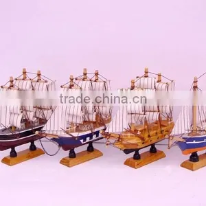 Souvenir Small Wooden Sail Ship Model Boat Model Crafts thumbnail-1