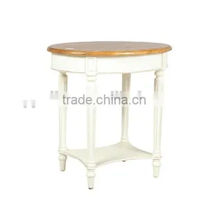 Round Top Solid Wood Living Room Side Table thumbnail-1