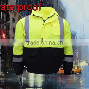Yellow High Visibility Reflective Warm Windproof Waterproof Winter Riding Jacket thumbnail-3