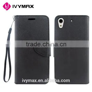2016 Trending Products Wallet Phone Case With Wrist Strap Black Style Cover Slim Leather Case for HTC 626 thumbnail-1