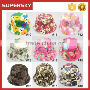 A-1417 Fashion Baby Print Bucket Sun Hat Children Summer Sun Beach Cap Cute Kids Bucket Hat thumbnail-1