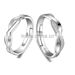 Loyal Couple Infinity Symbol S925 Silver Plain Engagement Couple Rings thumbnail-1