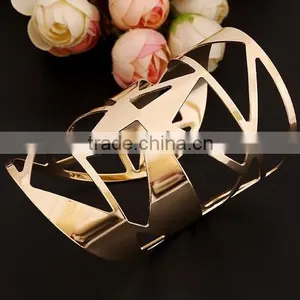 New Fashion Women Girl Jewelry Gold Plated Open Cuff Bangle Charm Bracelet thumbnail-4