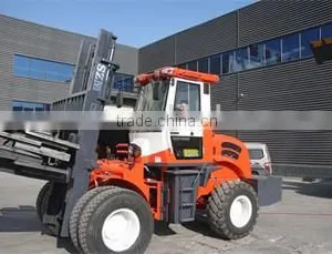 China Forklift 5.5 Ton Terrain Forklift With Euro3 Engine and Hydraulic Transmission thumbnail-1