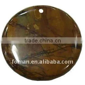 50mm Round Picasso Jasper Gemstone Pendant Wholesale thumbnail-1