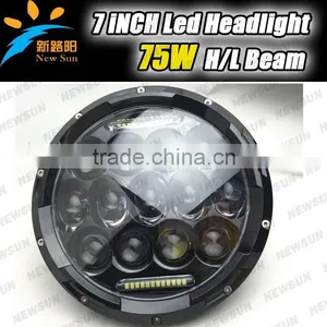 7'' 75W High Low Beam Driving Light DRL Front Light 7inch LED Headlight for Jeep Wrangler thumbnail-1