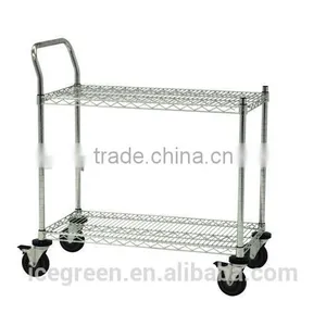 Hospital Mobile Storage Chrome Wire Utility Carts thumbnail-1
