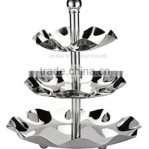 3 Tier Fruits Cakes Desserts Plate Stand Stainless Steel Plates thumbnail-2