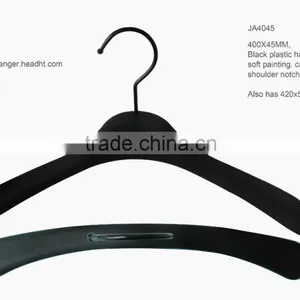 The HEAD Black Plastic Hanger With Rubber Soft Painting,can Add Bar,without Shoulder Notches! thumbnail-1