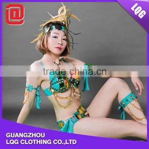 New Style Sequined RhinestoneTops & Panty & Feather & Accessories Sex Carnival Party Costume thumbnail-2