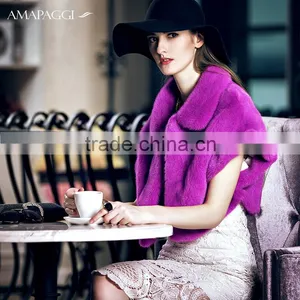 Hot Sale Red Whole Mink Fur Shawl for Girls thumbnail-2