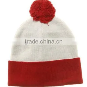 100% Acrylic Winter Knitted Beanie Hat With Top Ball thumbnail-1