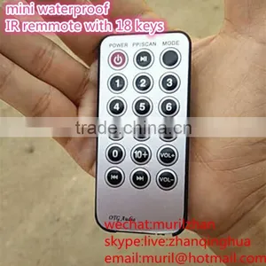 Mini 18 Keys Waterproof IR Remote Control With NECC/RC5 Code for MP3 ,Audio/Video Player thumbnail-1