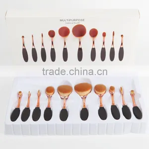 High Quality New Arrive Oval Tooth Brush Design Makeup Brush,10pcs Oval Brush Set thumbnail-3