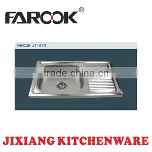 JZ-823 73x44cm Single Bowl With Single Drainboard Stainless Steel Kitchen Sink thumbnail-1