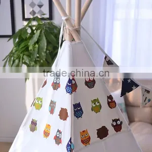 Wholesale White Cotton Canvas Children Kids Play Teepee Tent thumbnail-2