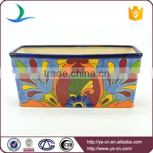 YSfp0003 Colorful Handmade Rectangular Ceramic Flowerpot for Garden thumbnail-1